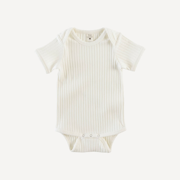 short sleeve lap neck bodysuit | coconut | organic cotton wide rib