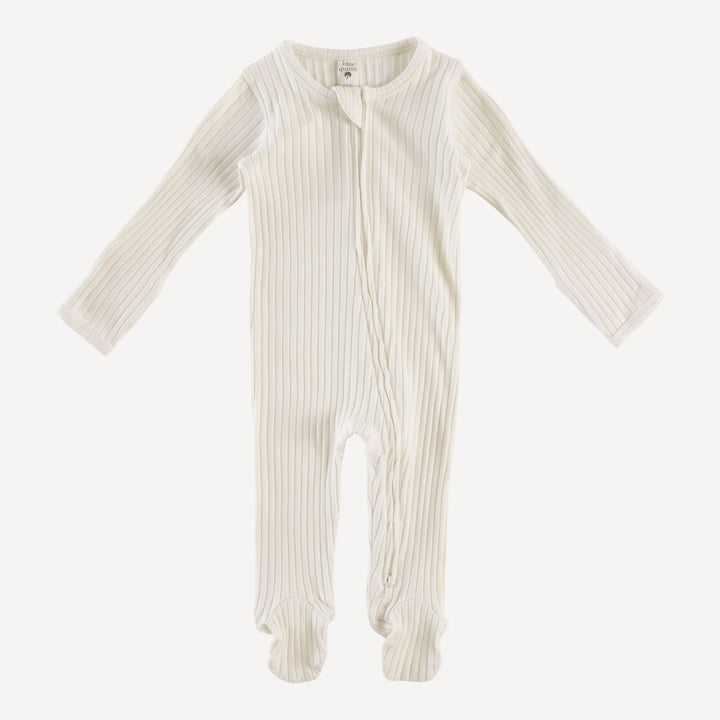 long sleeve zipper footie | coconut | organic cotton wide rib