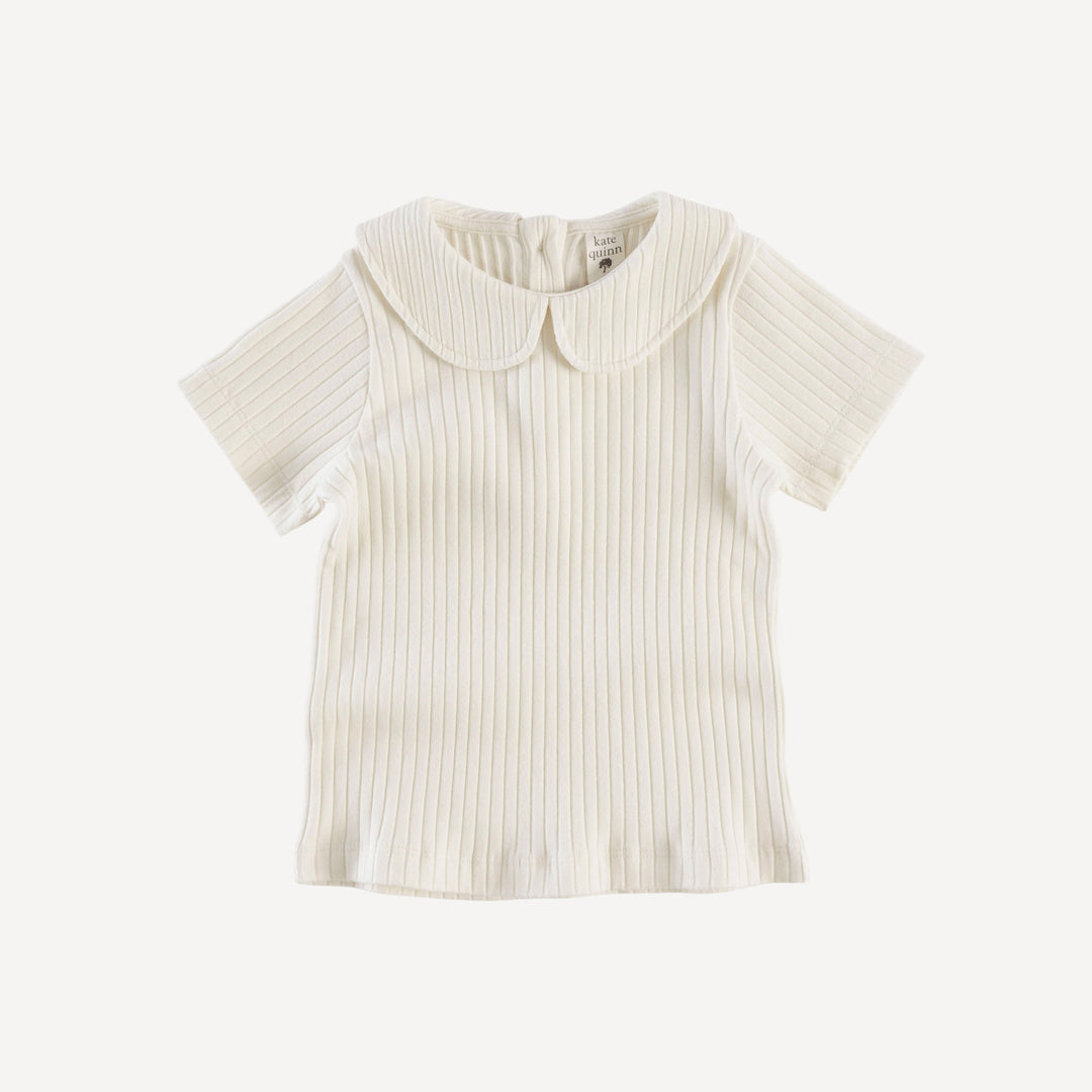 short sleeve peter pan tee | coconut | organic cotton wide rib