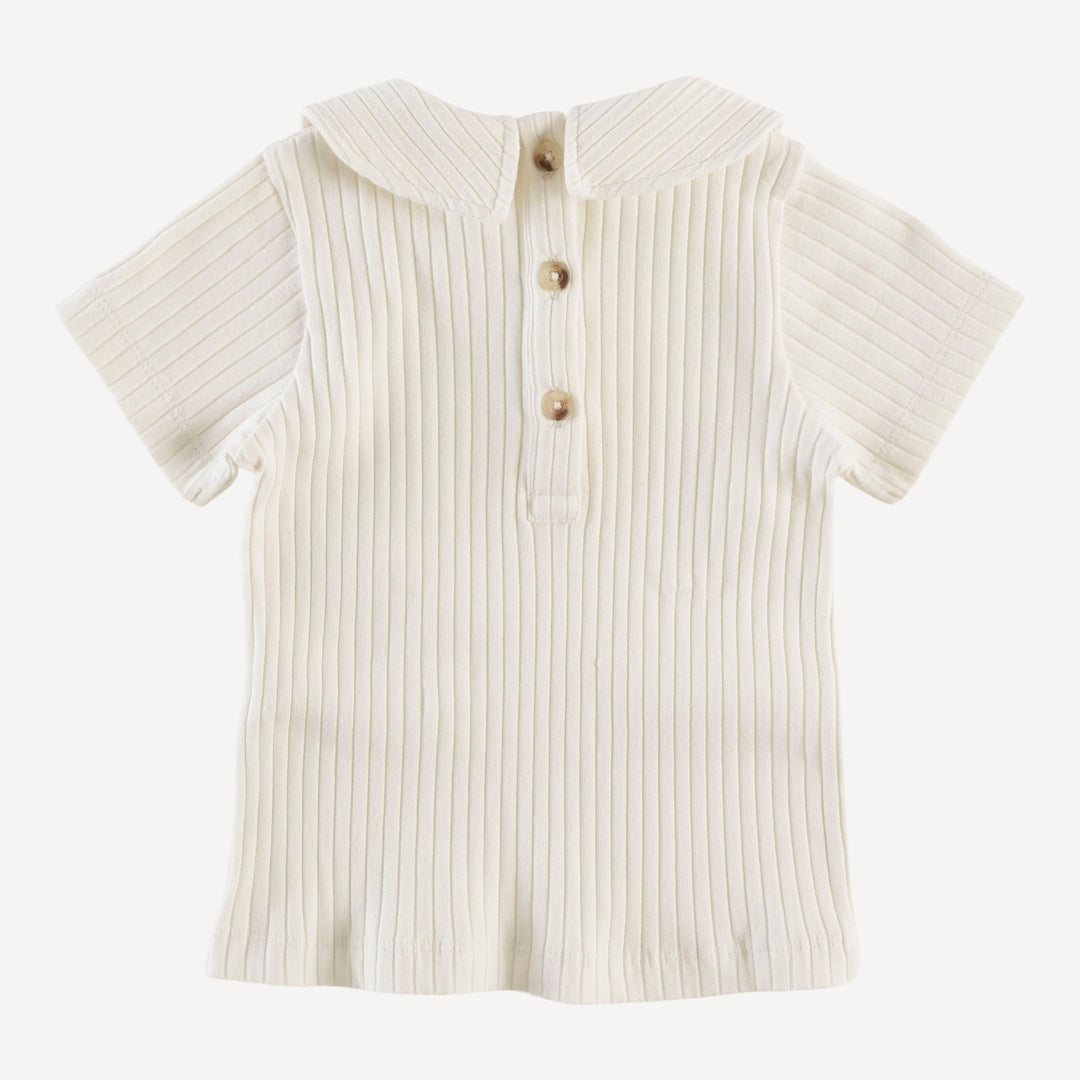 short sleeve peter pan tee | coconut | organic cotton wide rib