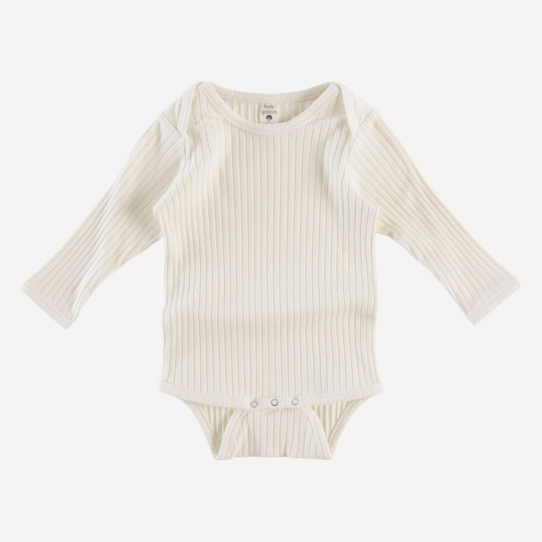 long sleeve lap neck bodysuit | coconut | organic cotton wide rib