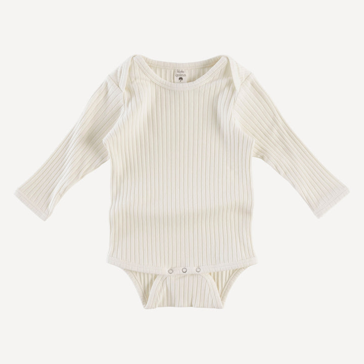 long sleeve lap neck bodysuit | coconut | organic cotton wide rib