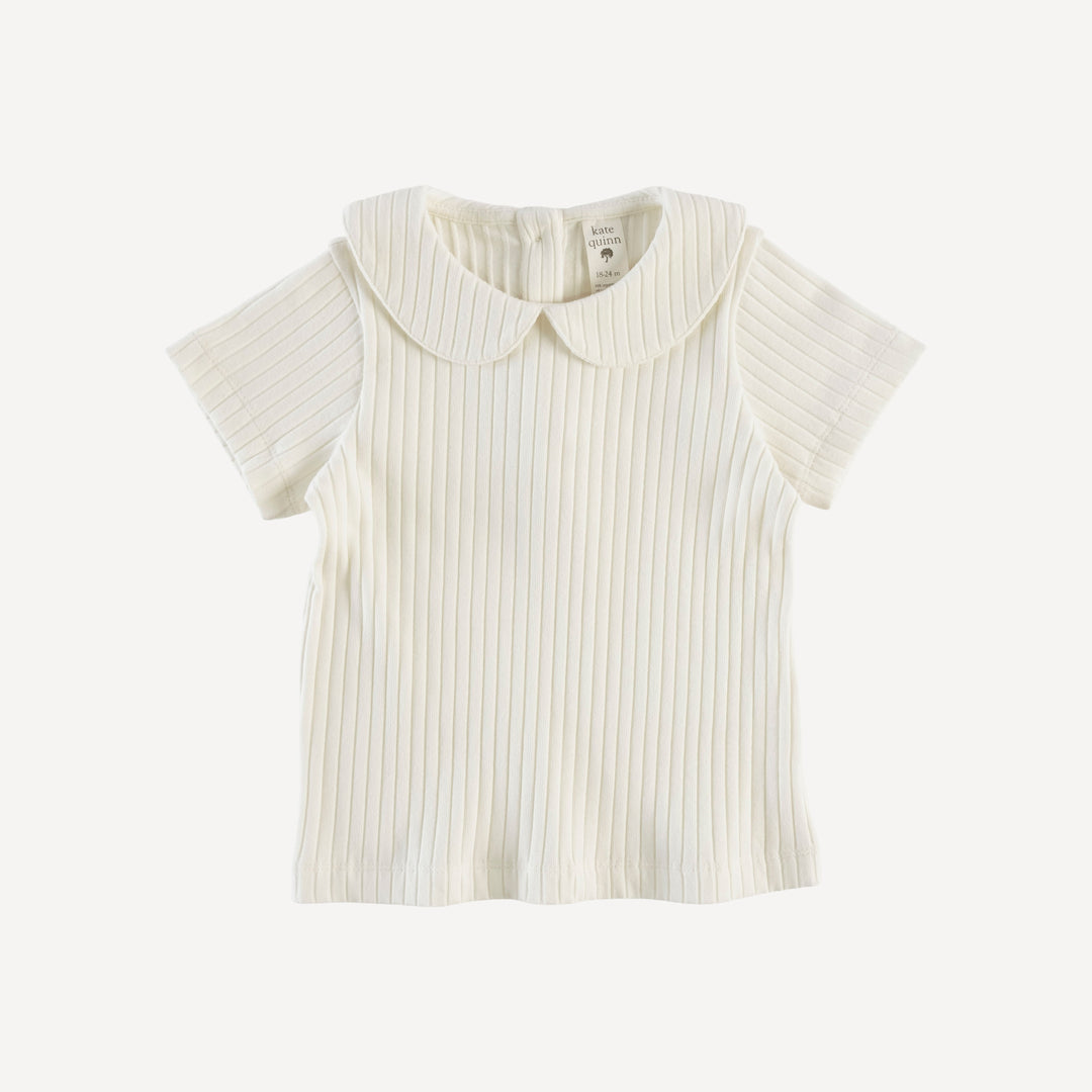 short sleeve peter pan tee | coconut | organic cotton wide rib