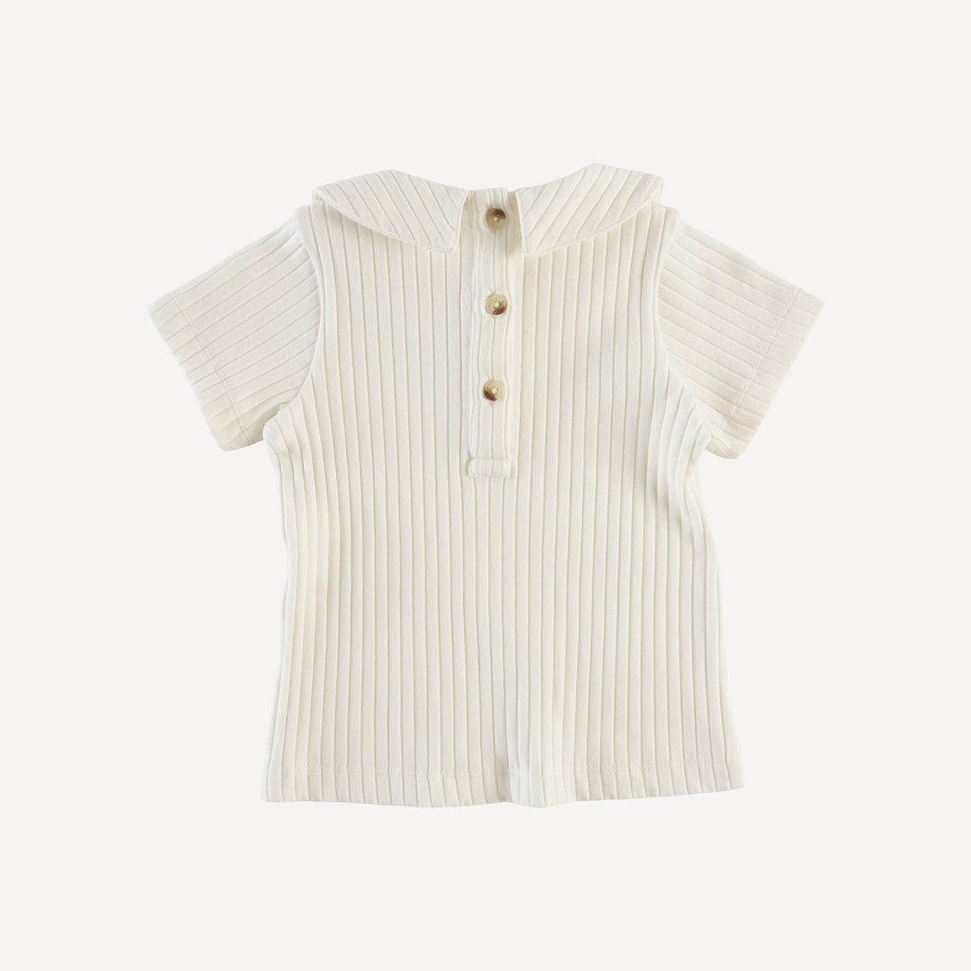 short sleeve peter pan tee | coconut | organic cotton wide rib