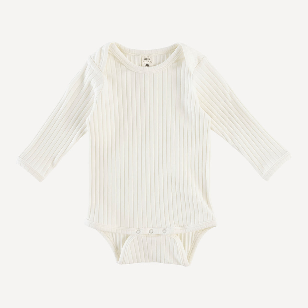 long sleeve lap neck bodysuit | coconut | organic cotton wide rib