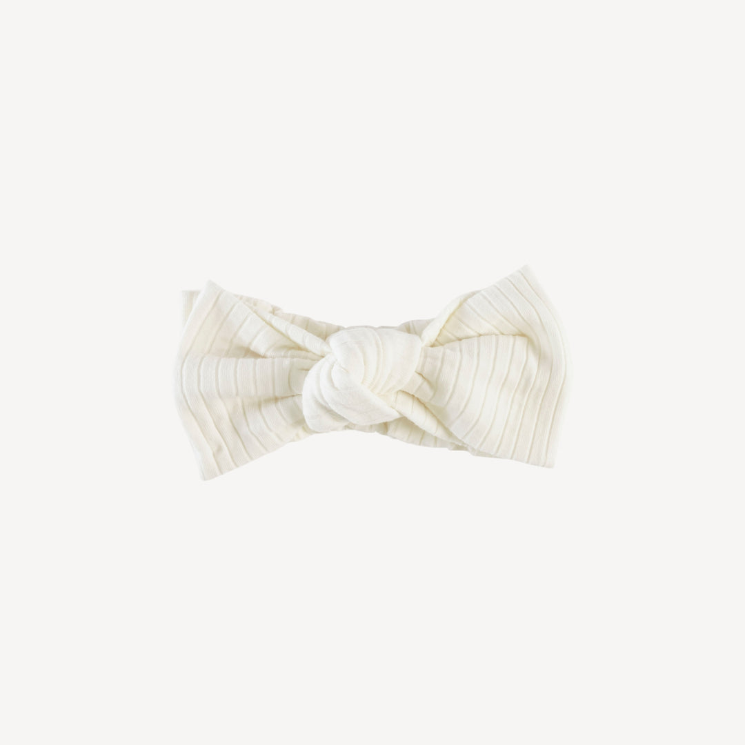 large bow elastic headband | coconut | organic cotton wide rib