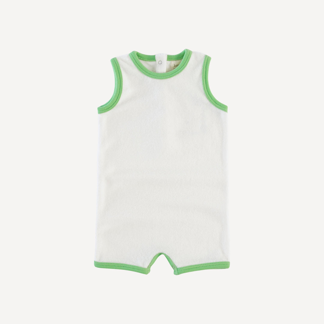 sleeveless ringer shortie | coconut | organic cotton terry