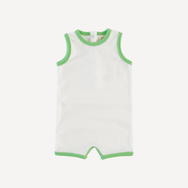 sleeveless ringer shortie | coconut | organic cotton terry