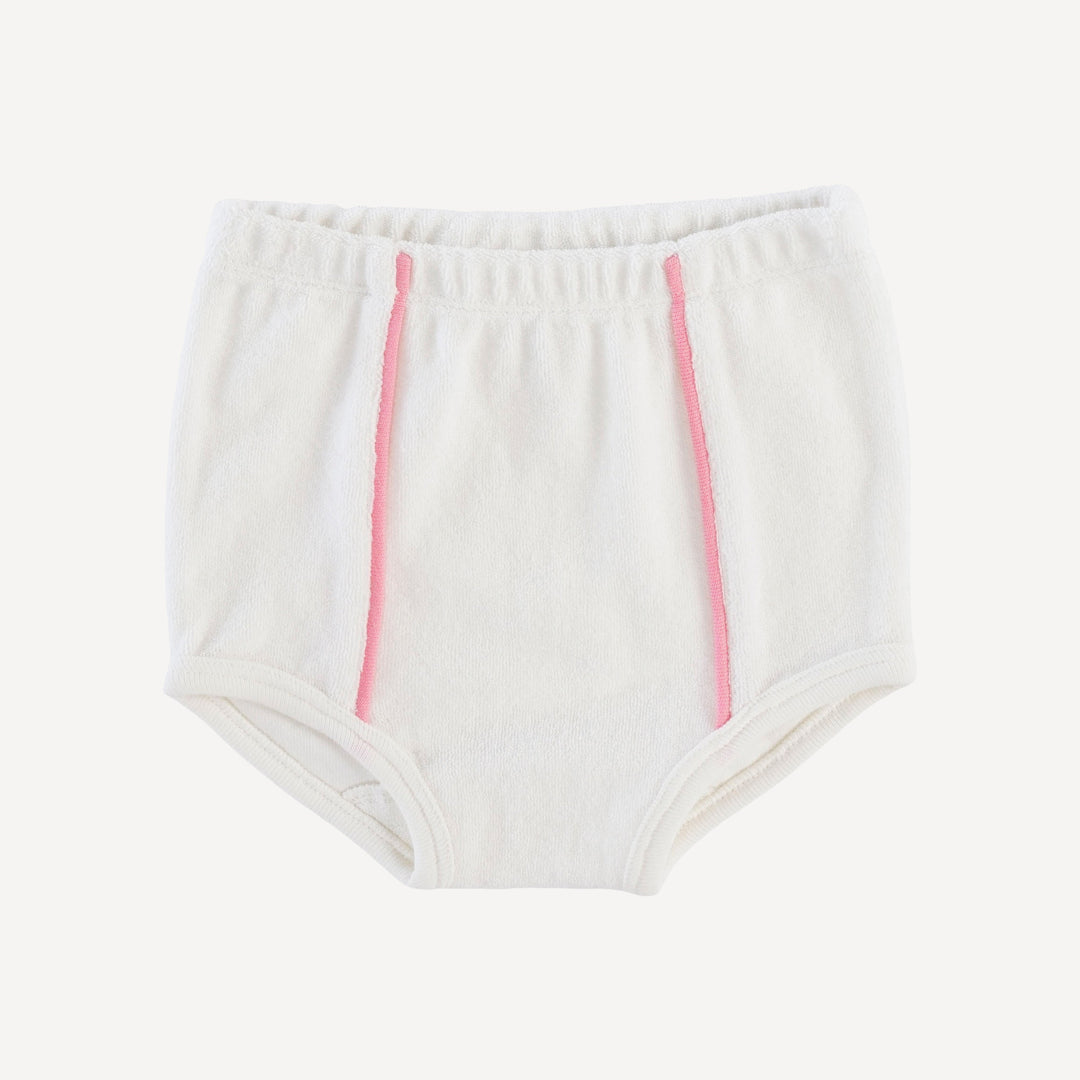 piped retro halter sunsuit | coconut | organic cotton terry