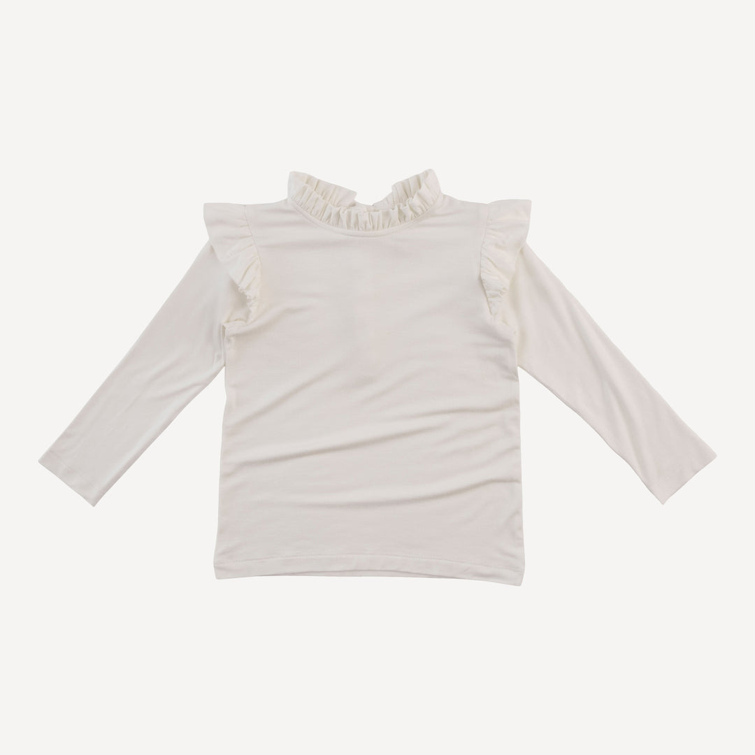 long sleeve little ruffle tee | coconut | bamboo