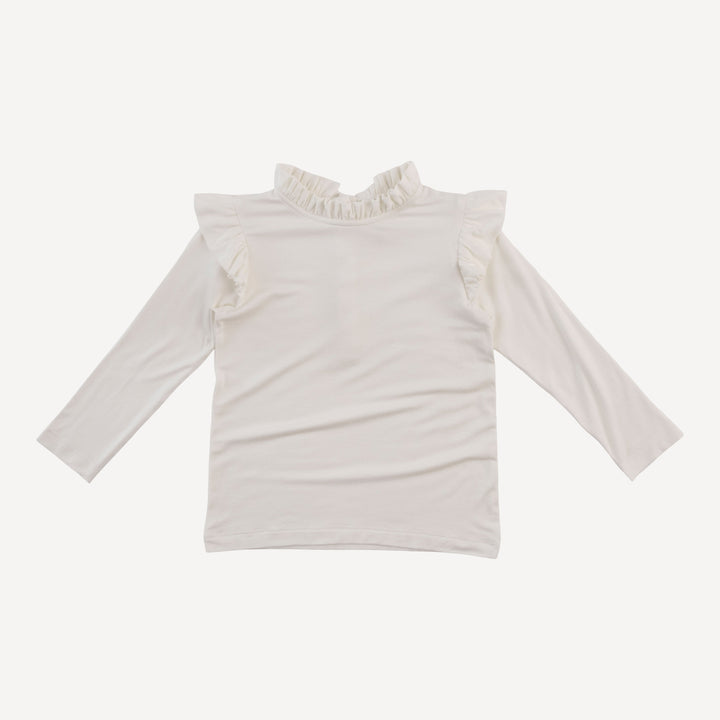 long sleeve little ruffle tee | coconut | bamboo