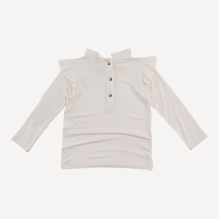 long sleeve little ruffle tee | coconut | bamboo