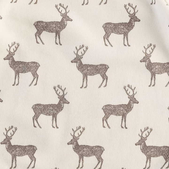 long sleeve peter pan party dress | coffee reindeer | organic cotton flat rib
