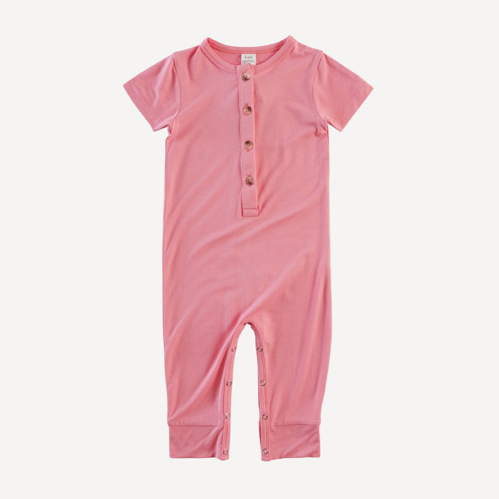 short sleeve sport union suit | coral pink | bamboo