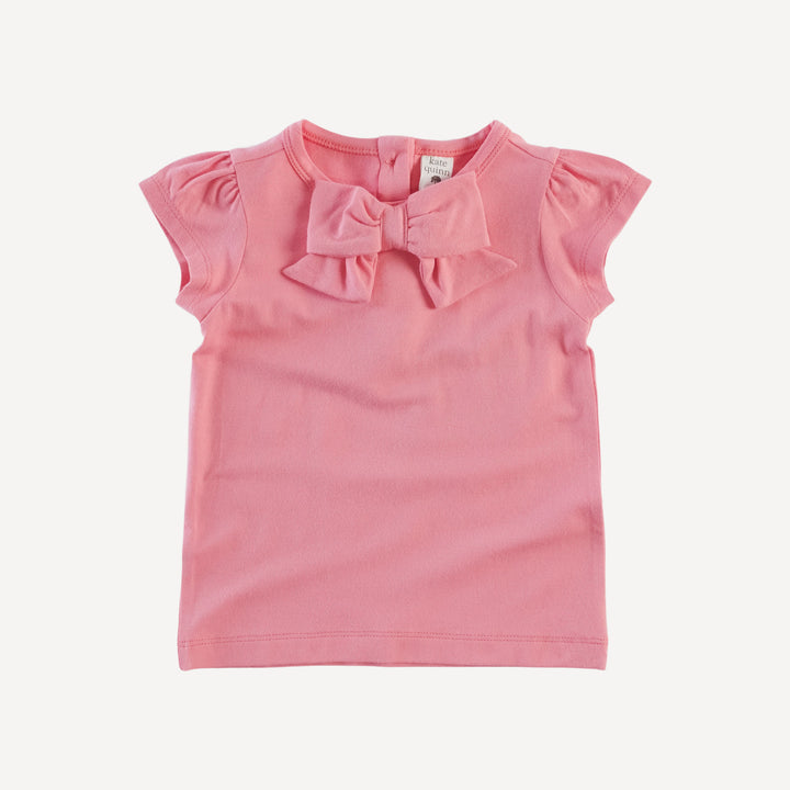 cap sleeve bow top | coral pink | bamboo