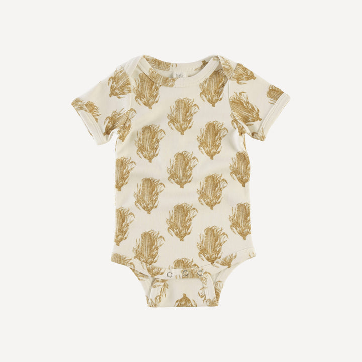 short sleeve lap neck bodysuit | corn | organic cotton interlock