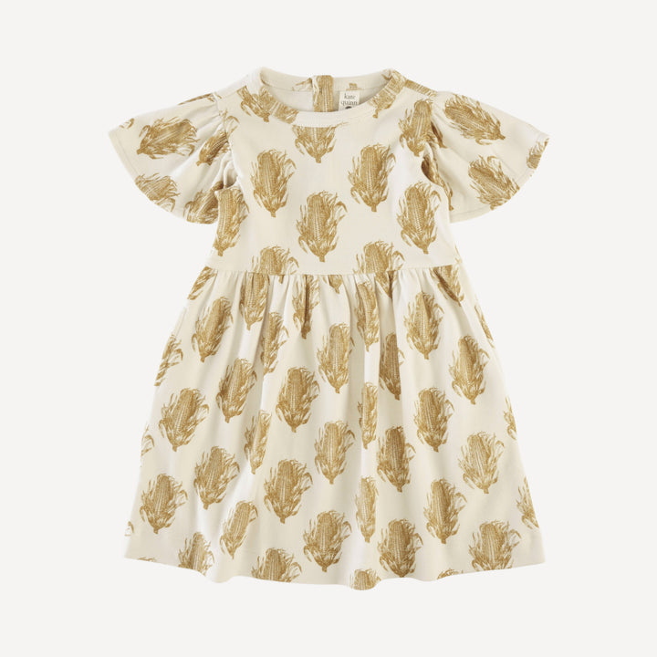 flutter sleeve dress | corn | organic cotton interlock