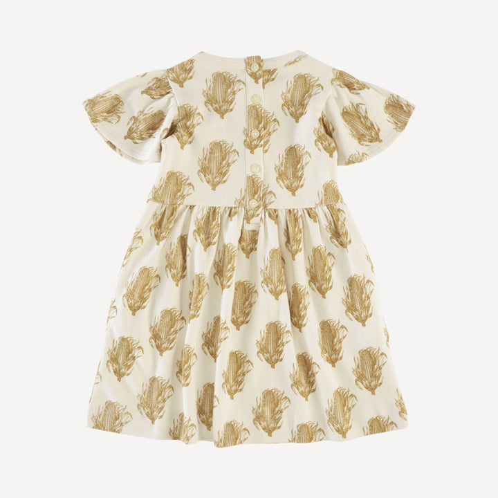 flutter sleeve dress | corn | organic cotton interlock