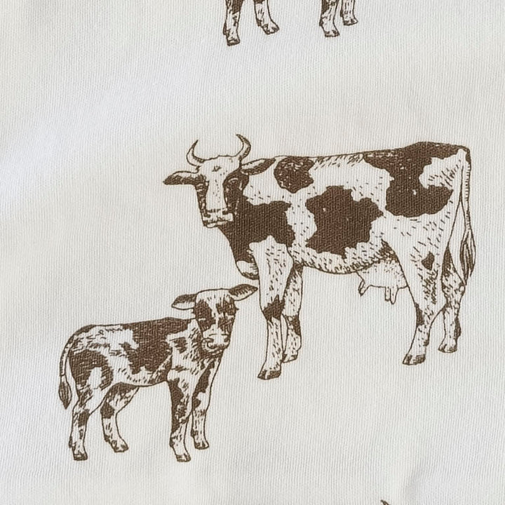 retro shortie short + short sleeve topstitch tee set | cow & calf | organic cotton jersey