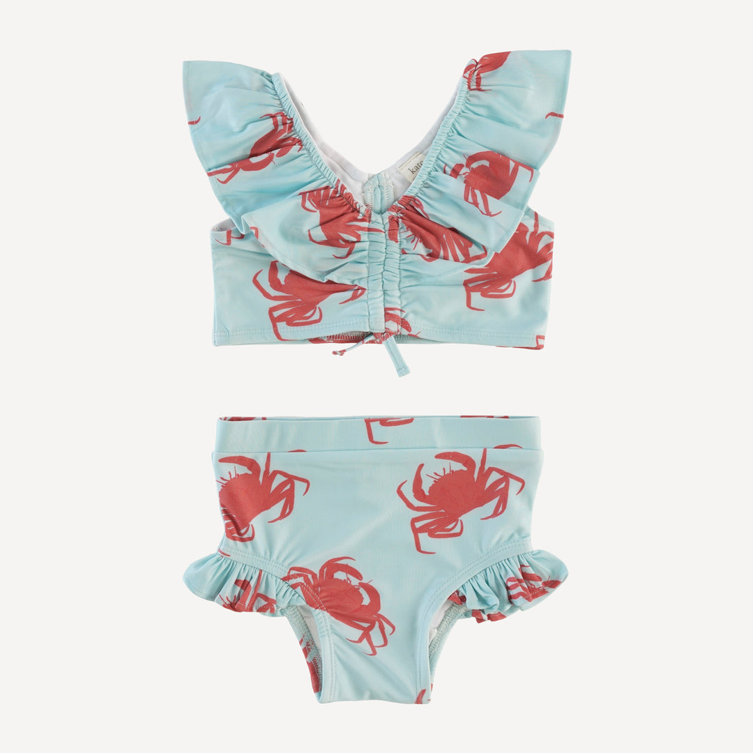 ruffle crop top and ruffle leg bottom swim set | crab | swim