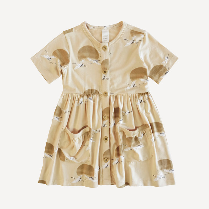 short sleeve button front pocket dress | crane | modal