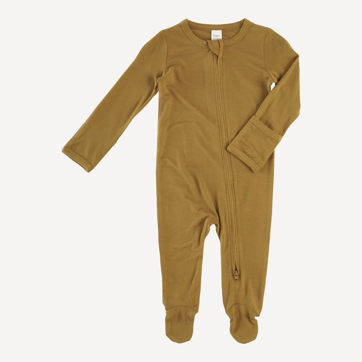 long sleeve zipper footie | bronze | lenzing modal