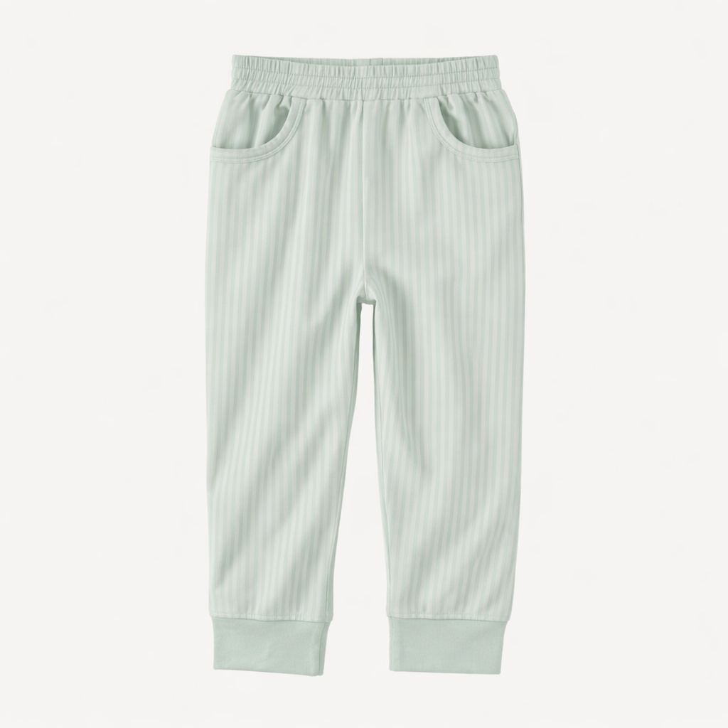 cuffed pocket jogger | forest pinstripes | organic cotton jersey