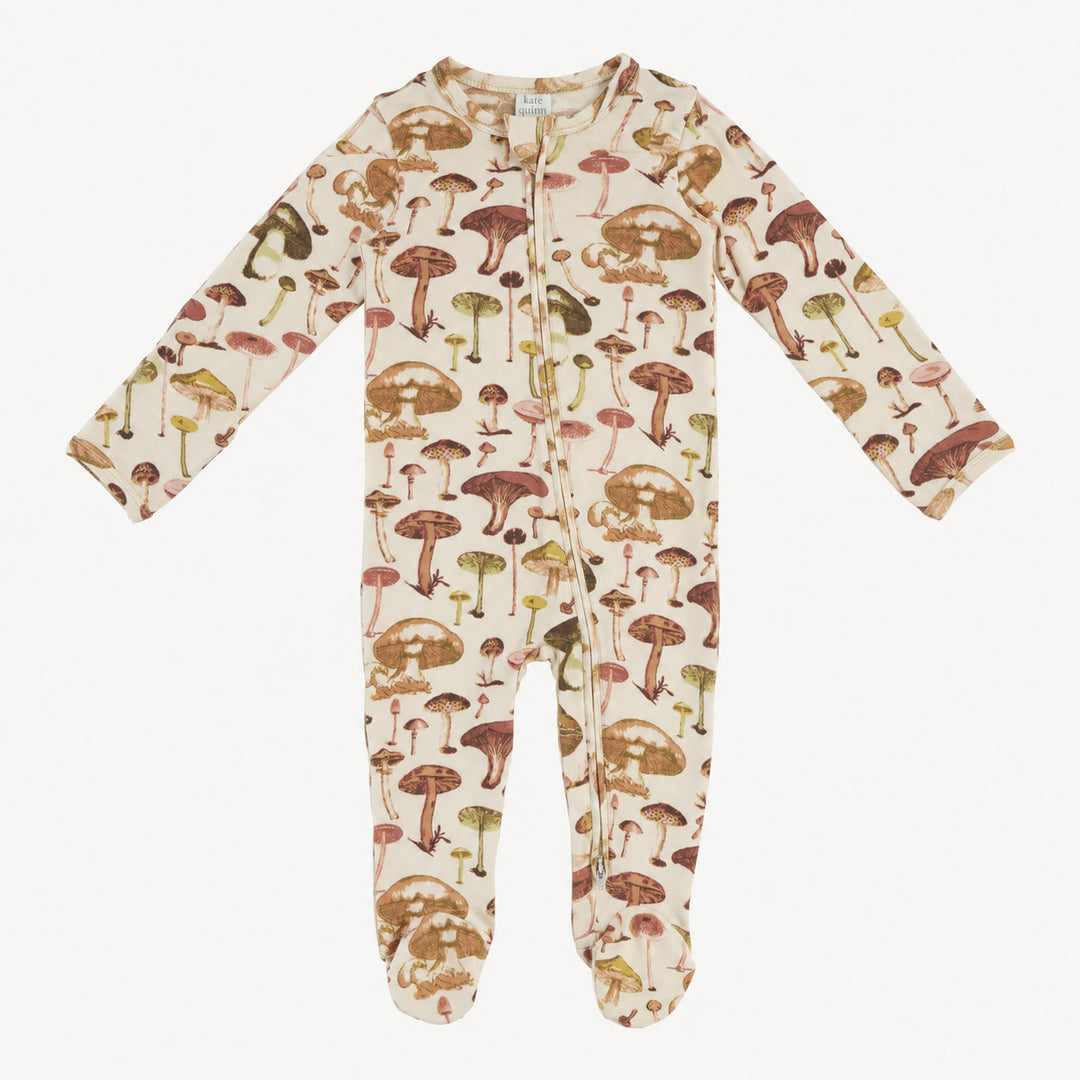 PREORDER long sleeve two way zipper footie | litho mushroom | modal
