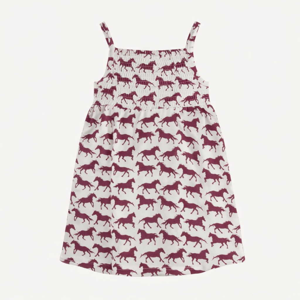 smocked spaghetti dress | wild ginger horses | organic cotton jersey