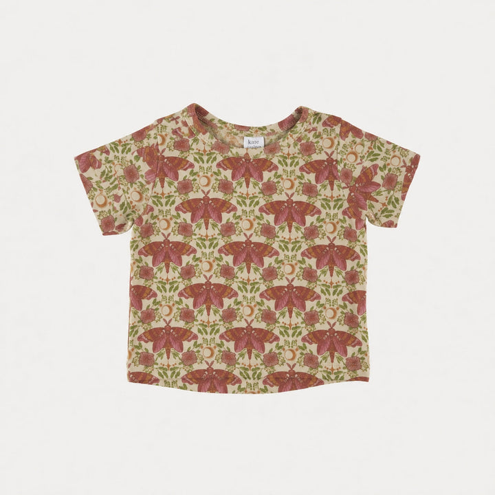 PREORDER short sleeve essential boxy tee | butterfly night | organic cotton interlock