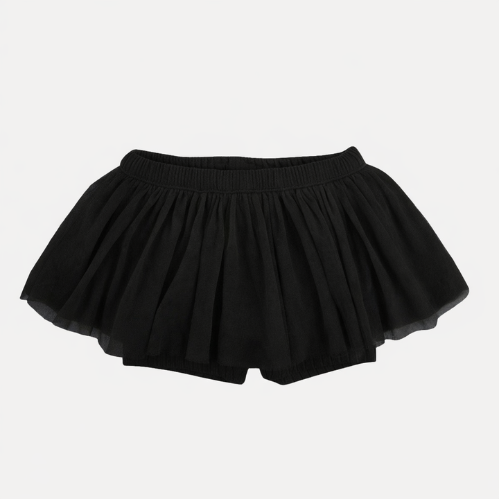 tulle ballerina tutu short | black | organic cotton wide rib