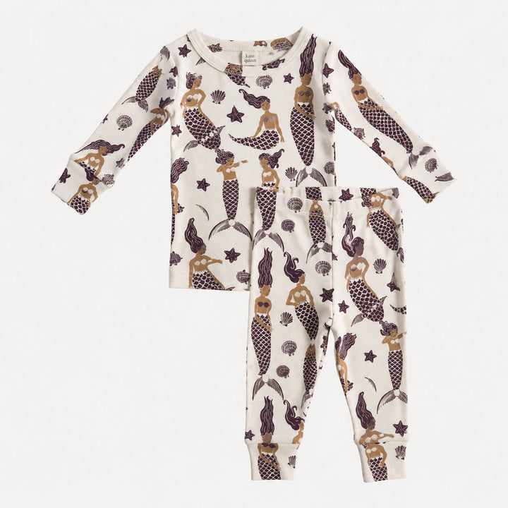 PREORDER long sleeve pj set | purple mermaids | organic cotton interlock