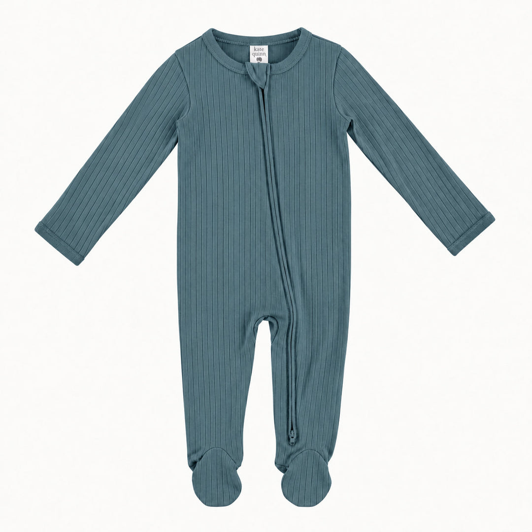 PREORDER long sleeve two way zipper footie | tapestry | woods rib