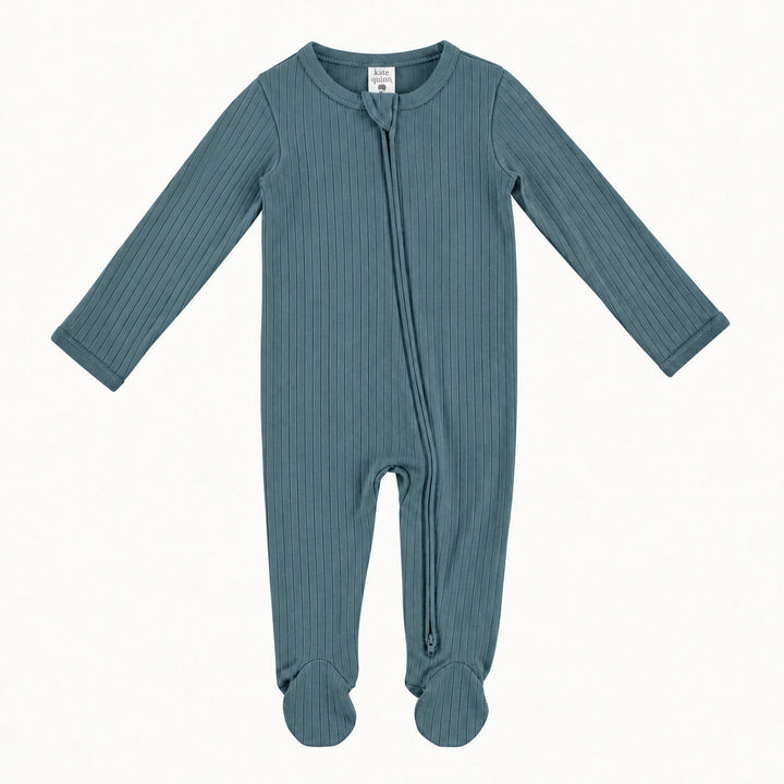 PREORDER long sleeve two way zipper footie | tapestry | woods rib