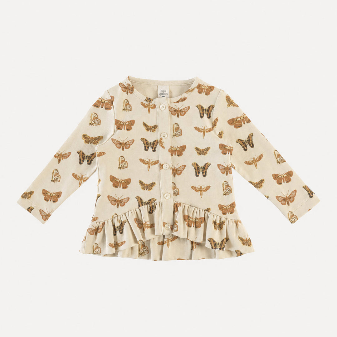 PREORDER long sleeve ruffle button top | neutral moth | bamboo
