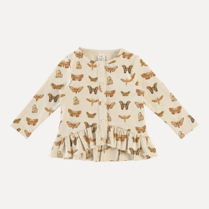 PREORDER long sleeve ruffle button top | neutral moth | bamboo