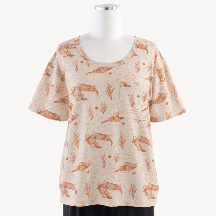 PREORDER womens pocket button tee | otters | modal
