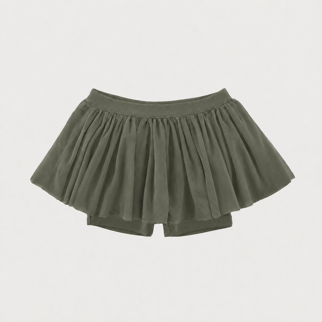 PREORDER tulle ballerina tutu short | bronze green | organic cotton interlock - W641