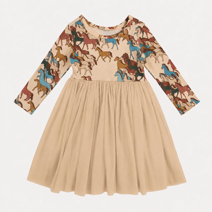 PREORDER long sleeve ballerina tulle dress | horse party | organic cotton interlock