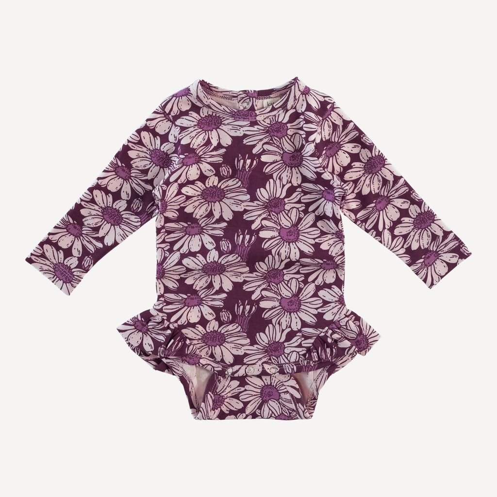 Kate Quinn retro floral ruffle leg good bodysuit