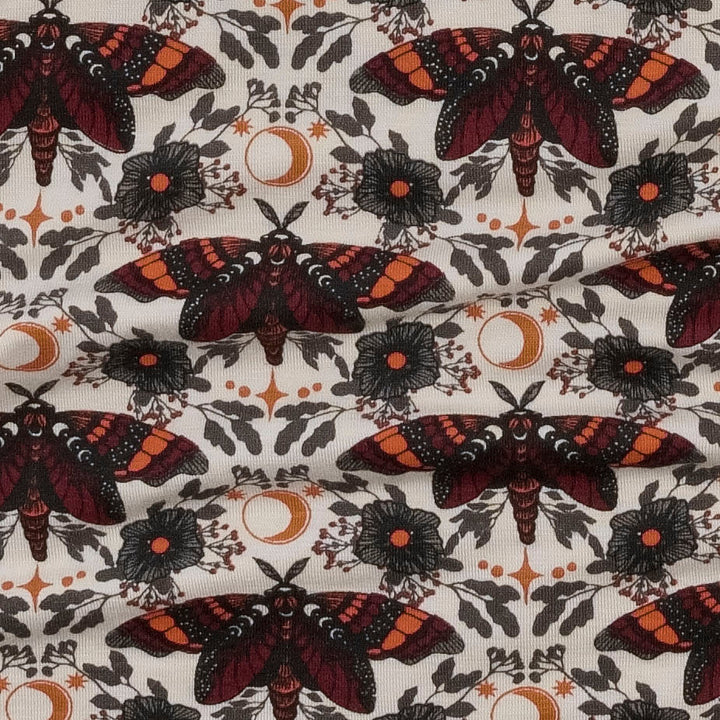 short sleeve button front v-waist top | dark butterfly night | bamboo