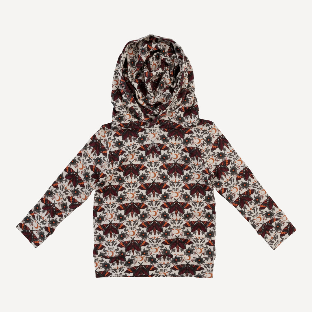 long sleeve essential skinny hoodie | dark butterfly night | organic cotton interlock