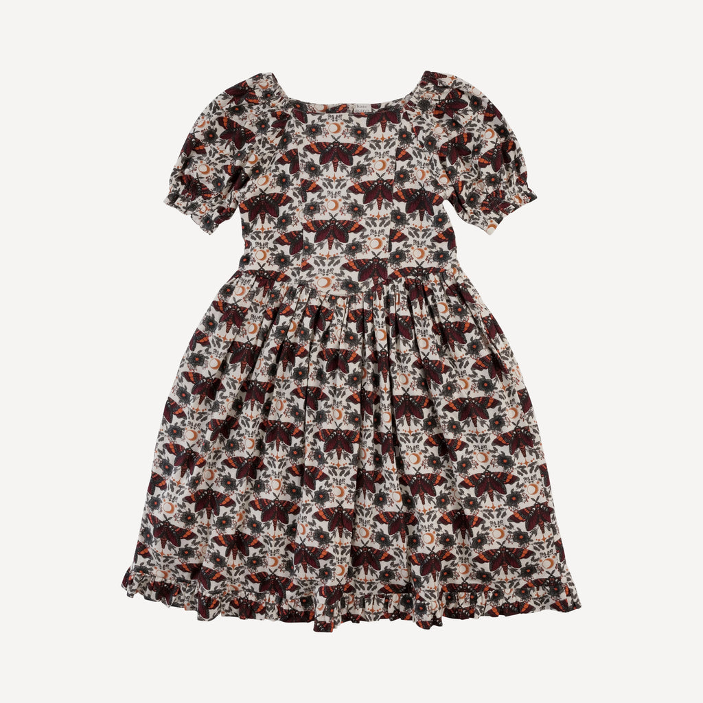 puff sleeve v-waist princess dress | dark butterfly night