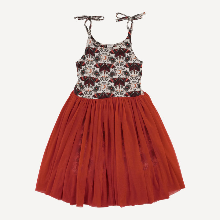 spaghetti tie ballerina tulle dress | dark butterfly night | bamboo