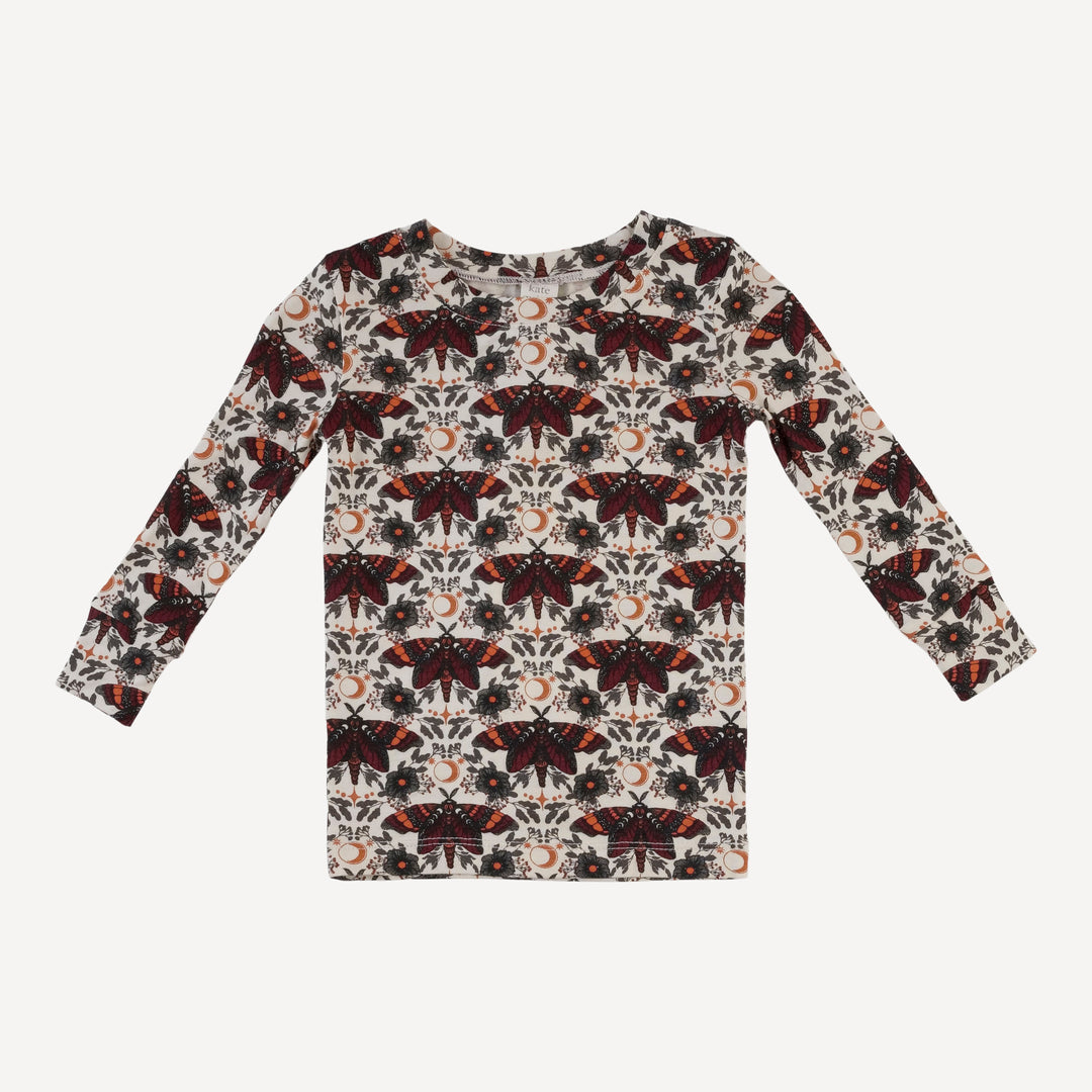 long sleeve crew neck pj set | dark butterfly night | bamboo