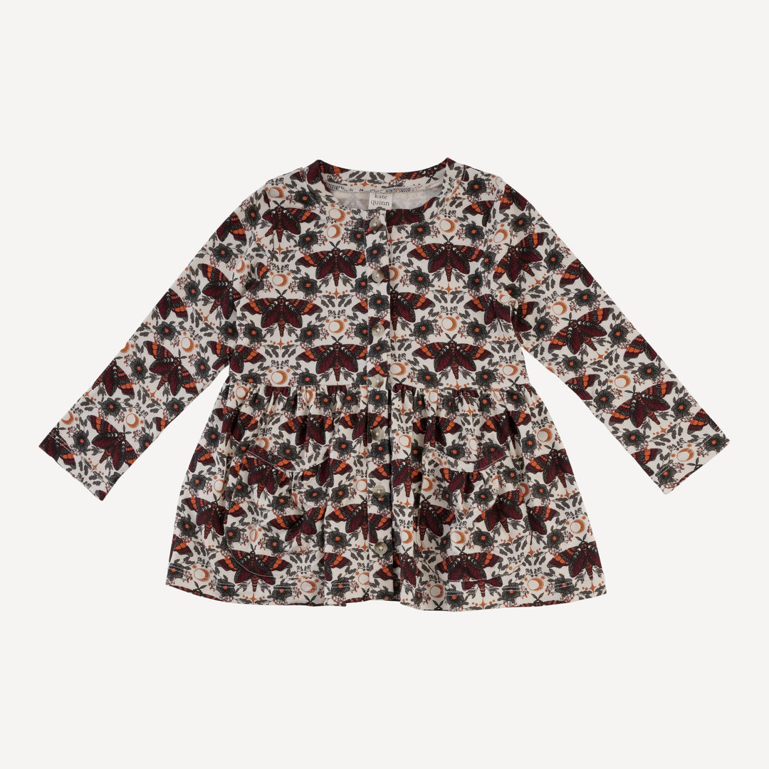 long sleeve gathered waist pocket top + legging set | dark butterfly night | bamboo