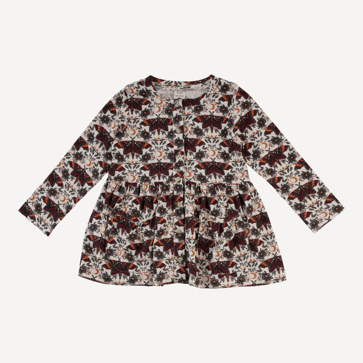 long sleeve gathered waist pocket top + legging set | dark butterfly night | bamboo