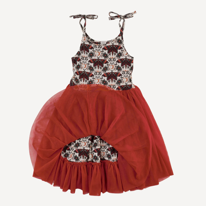 spaghetti tie ballerina tulle dress | dark butterfly night | bamboo