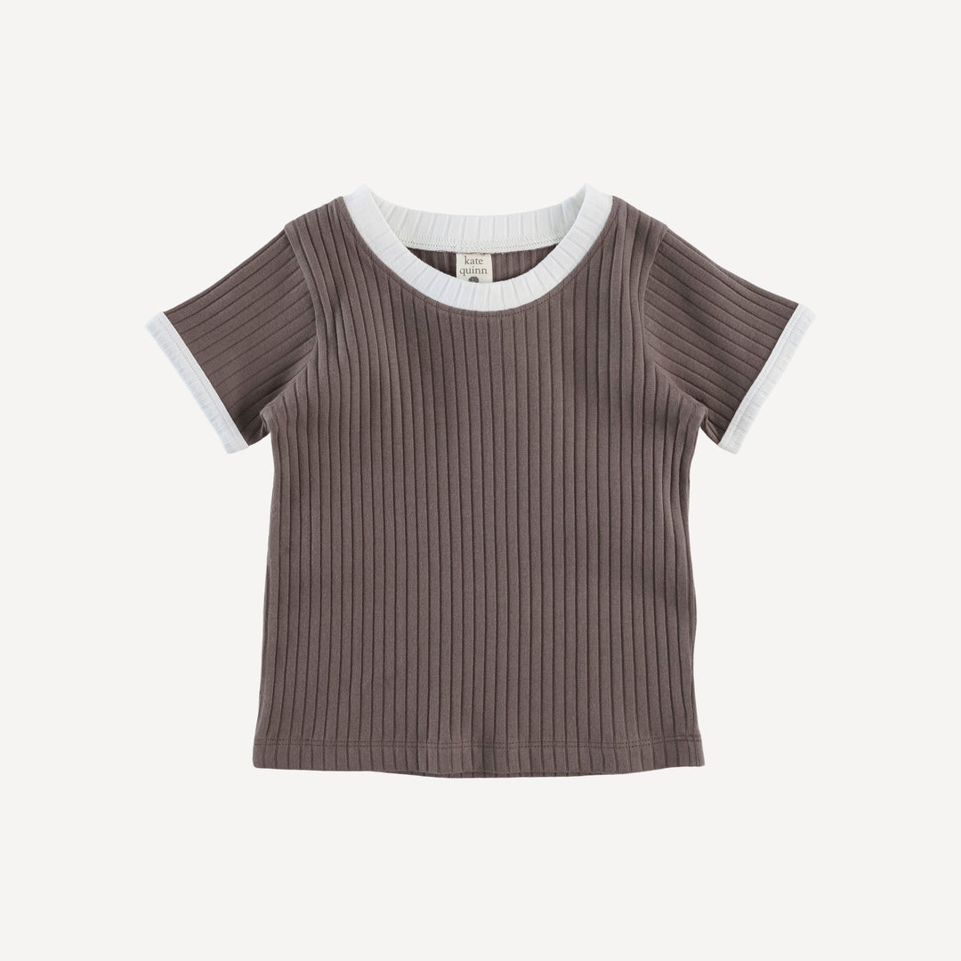 ringer tee | dark coffee | organic cotton wide rib