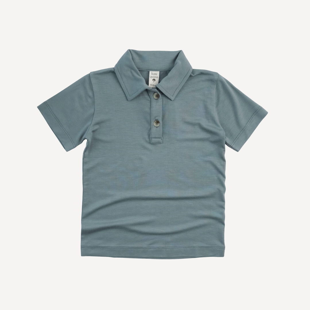 short sleeve polo shirt | dark teal | bamboo